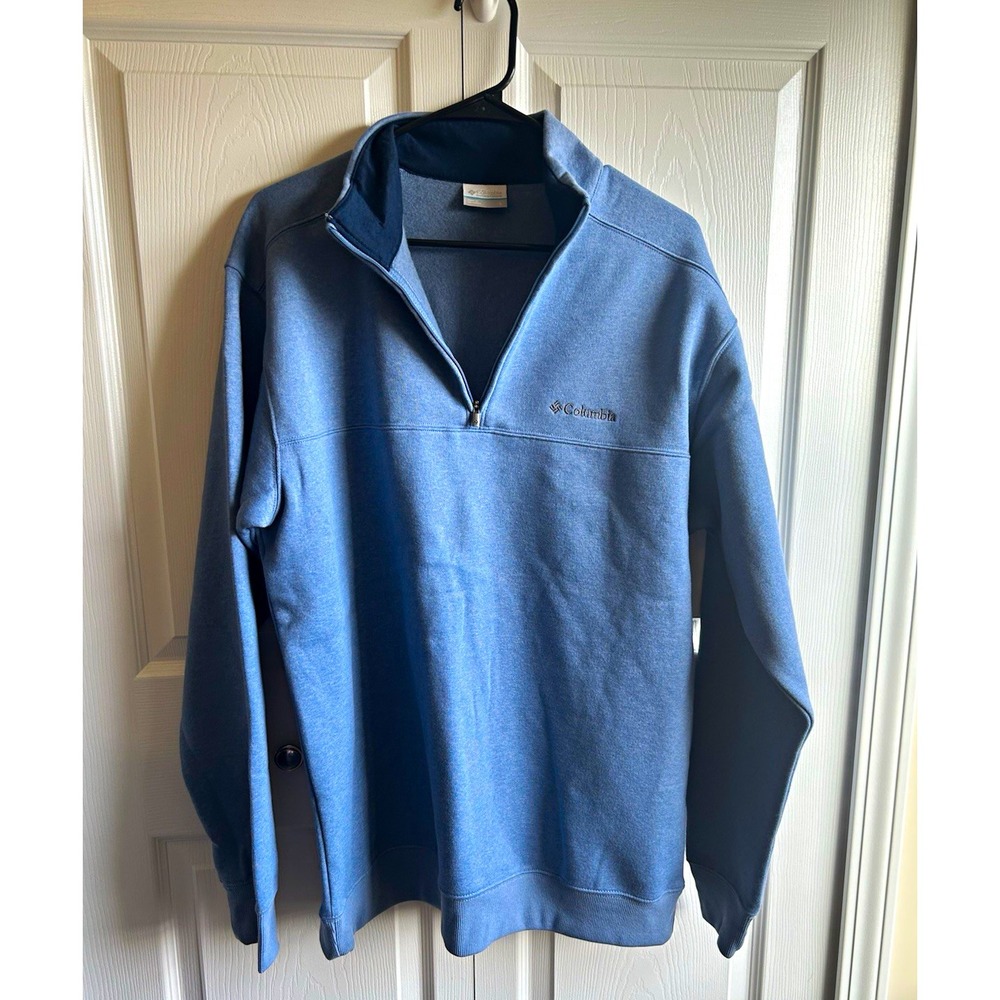 Columbia Men's Blue Fleece 1/4 Zip Pullover Sweatshirt Mock Neck Size L